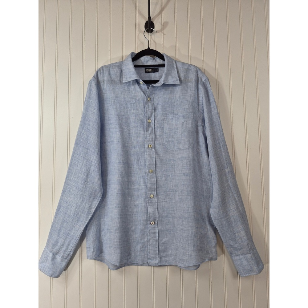 NWOT Faherty Reserve Mens Light Blue 100% Linen Button Down 
Shirt Casual Size M